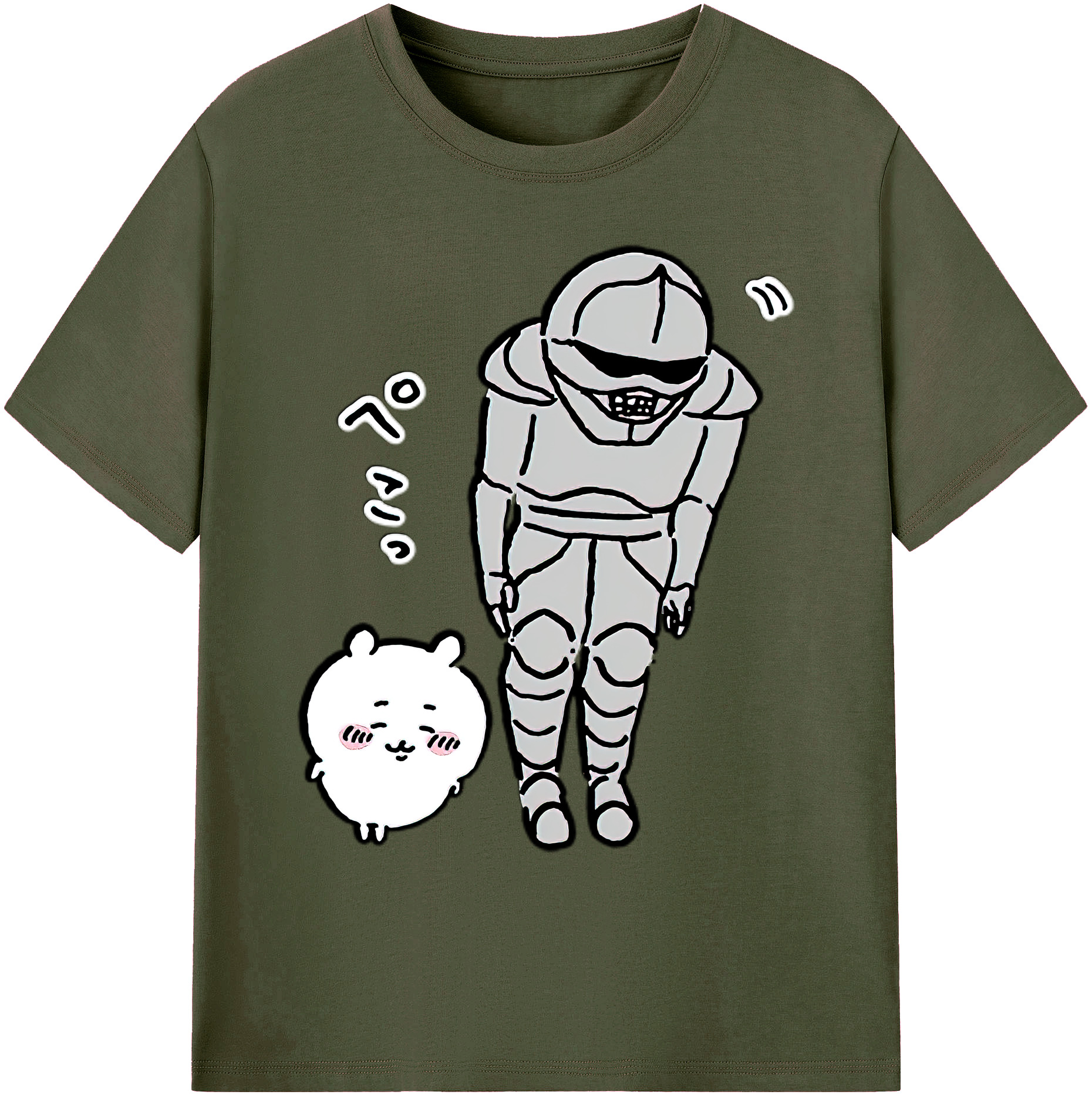 （画像用） ちいかわ 労働の鎧さん Chii-kawa Mr. Armor of Labor 綿100％ メンズ半袖Tシャツ｜肌触りやわらか＆通気性